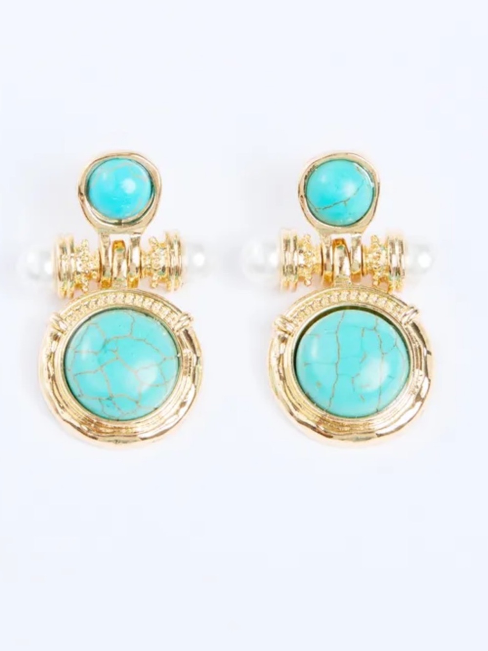 Golden Turquoise Drop Earrings - Women Jewelry